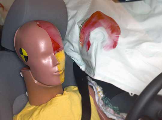 Smeared greasepaint on airbag